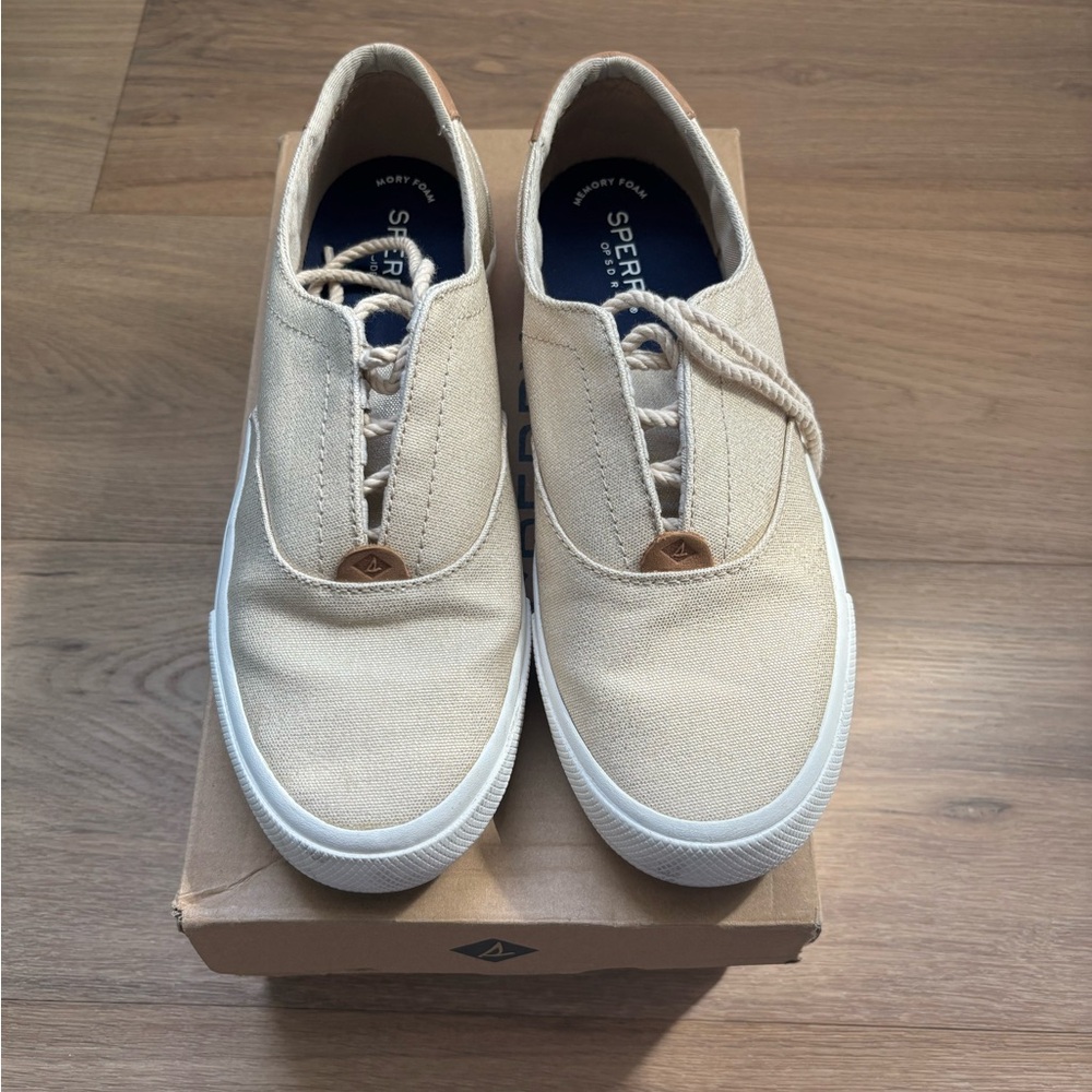 Sperry Tan Gold Athletic Shoes Slip-On Design